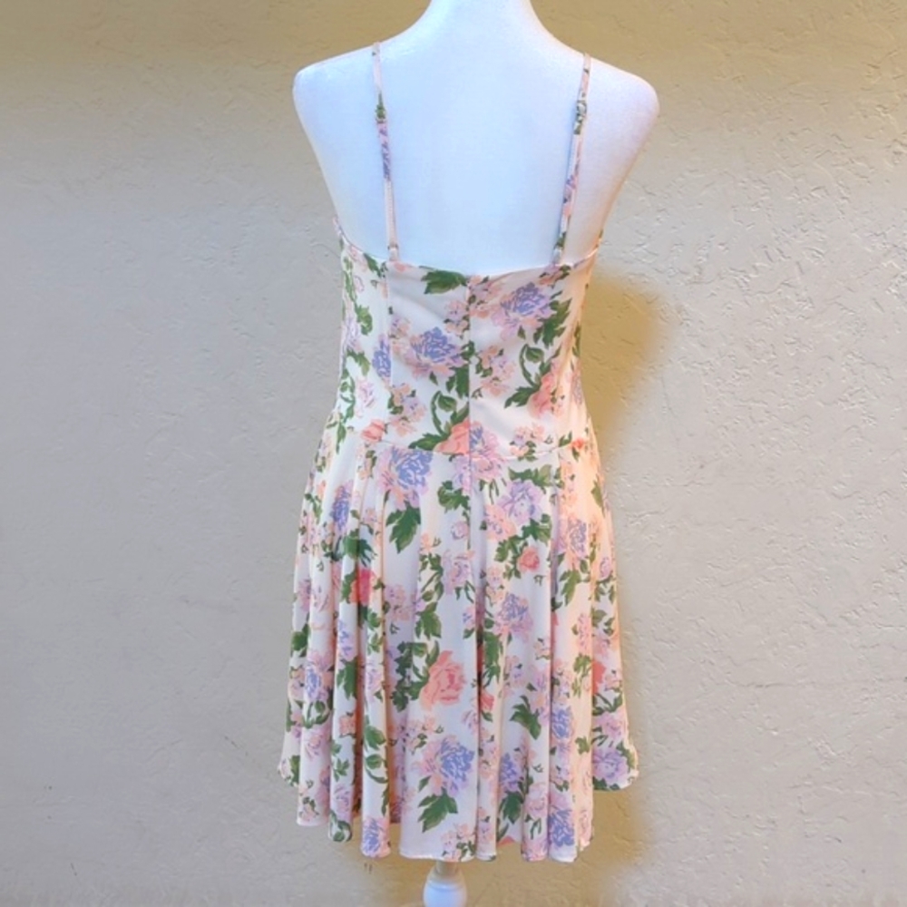 Zara Corset Style Spaghetti Strap Cream Floral Mini Dress Size Medium - Picture 9 of 12